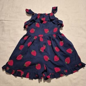 Next girls size 5 years strawberry sleeveless shorts romper, EUC